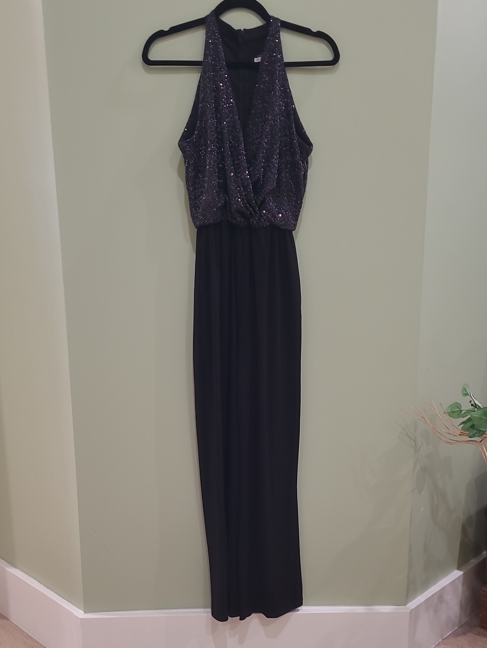 Enfocus Studio Black Sequin Halter Jumpsuit